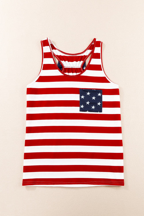 Patriotic Stars and Stripes Bowtie Racerback Tank