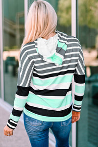 Mint Black Striped Lightweight Hoodie