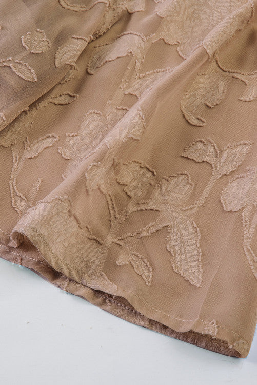 Light Brown Textured Bell Sleeve Blouse