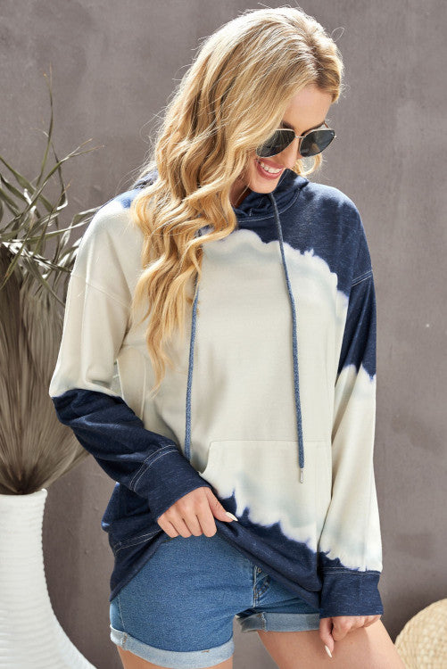 Navy/Cream Tie Dye Hooded Sweatshirt