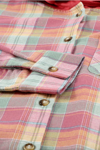 Dark Salmon Multi Colored Plaid Button Up Cotton Shirt