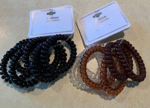 Black\Brown\Clear 2pk Spiral Hair Ties