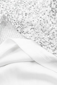 White with Silver Sequins V-neck Strappy Tank