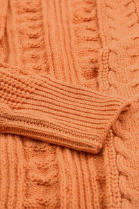 Pumpkin Orange Cable Knit Cardigan