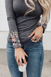 Patchwork Cuff Ribbed Shirt