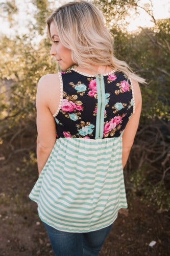 Mint Floral Tank S/M