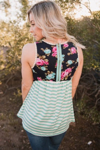 Mint Floral Tank S/M