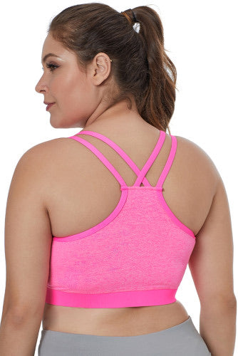 Pink Heather Double Strappy Racerback Sports Bra