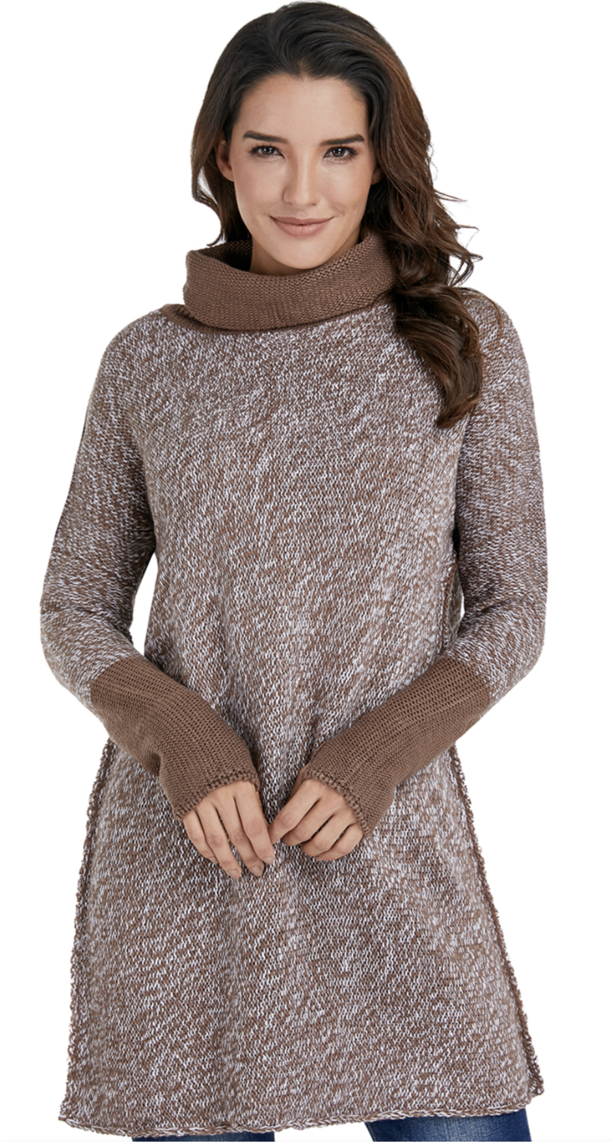 Brown Cowl Neck Tunic Sweater  Nice Quality  True to size 