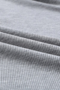 Gray Scoop Neck Buttoned Front Long Sleeve Knit Top