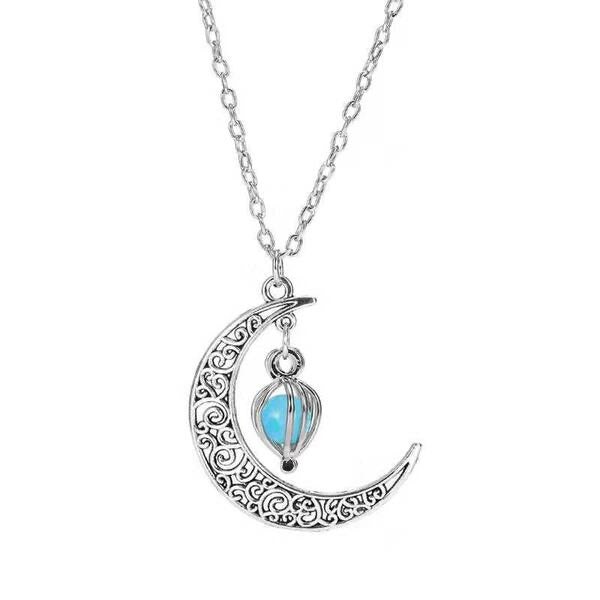 Blue Luminous Moon Necklace