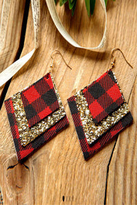 Red Plaid Sequin Earrings