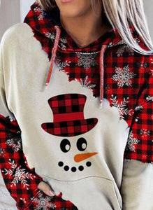 Red Plaid Snowman Hooded Sweatshirt
