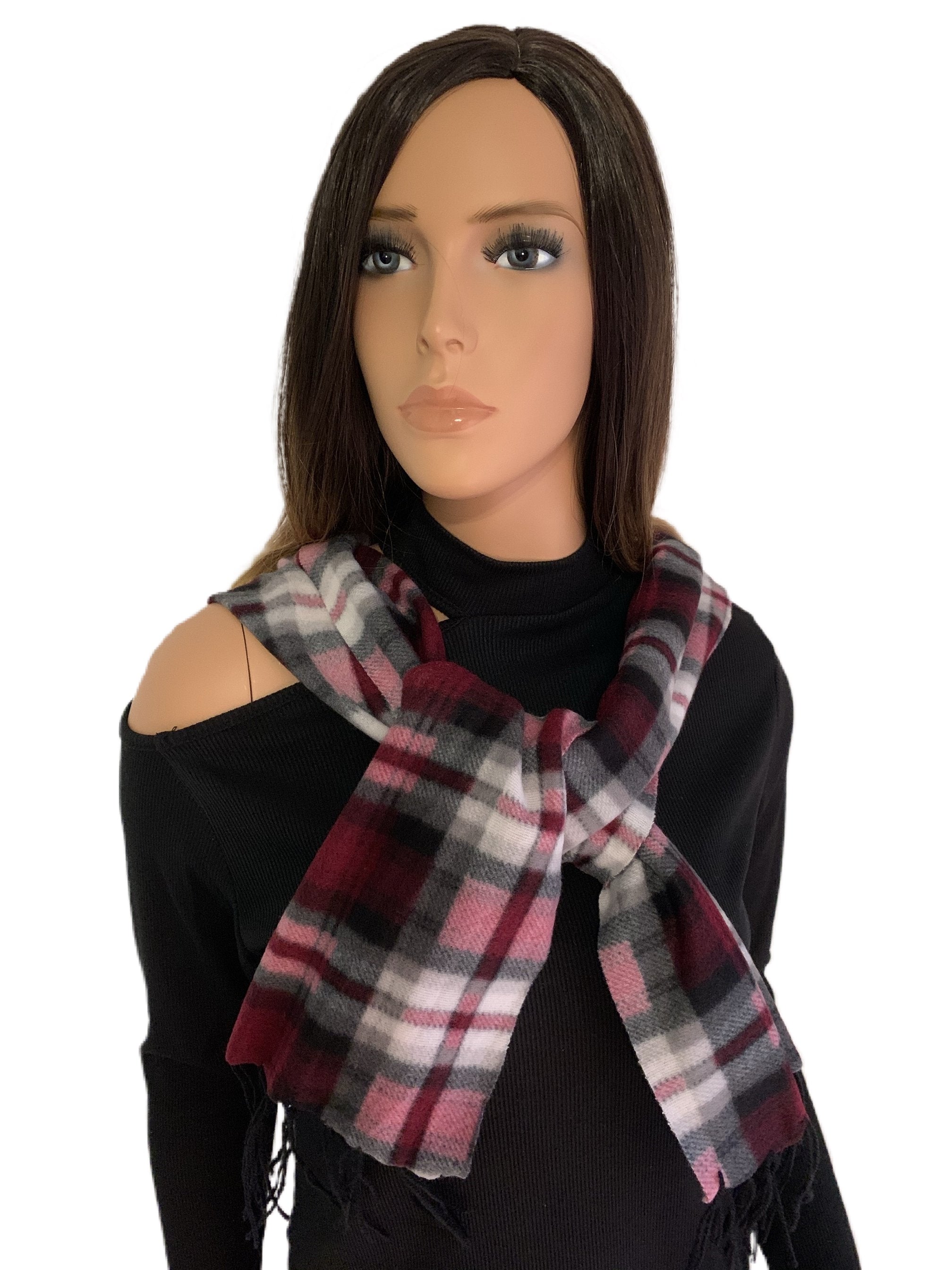 Violet Plaid Lightweight Fleece Scarf