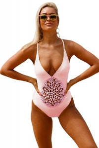 Pink Bathing Suit With Crochet Front Design