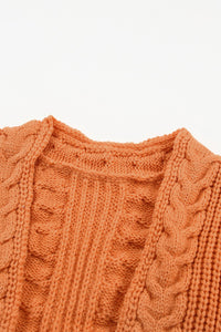 Pumpkin Orange Cable Knit Cardigan