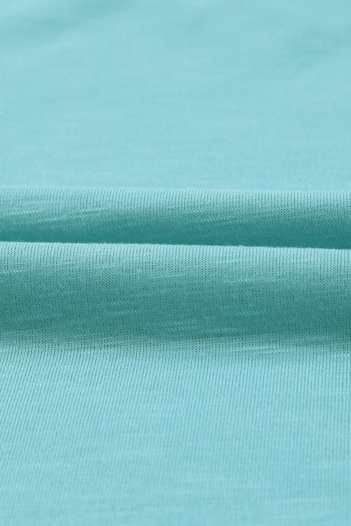 Mint Green Lace Trim V-Neck Cap Sleeve Tee