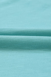Mint Green Lace Trim V-Neck Cap Sleeve Tee