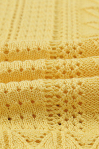 Yellow Lace Sleeve Pointelle Knit Sweater