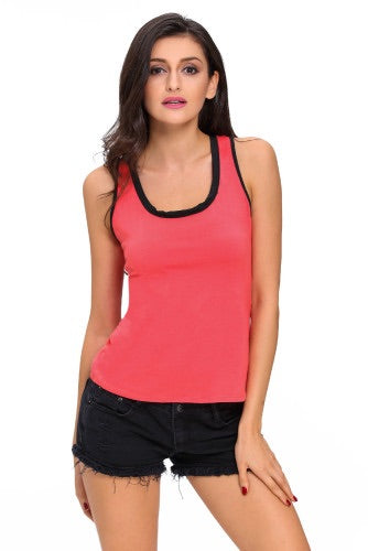 Salmon Pink Fitted Lace-up Back Tank