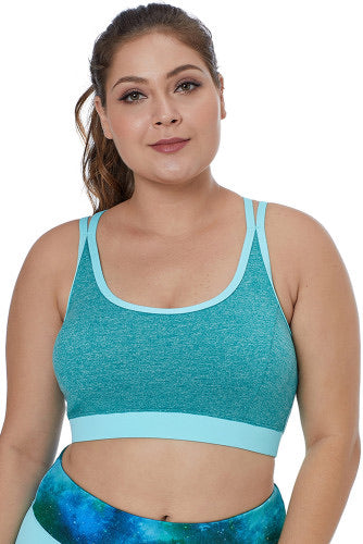 Heather Turquoise Double Straps Racerback Sports Bra