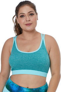 Heather Turquoise Double Straps Racerback Sports Bra
