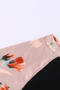 Black Striped Floral Long Sleeve Knit Top