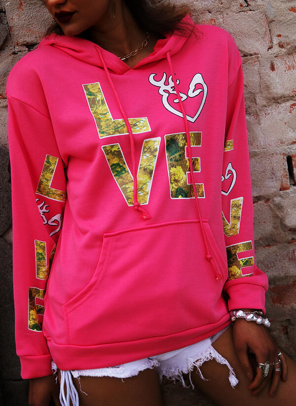 Pink Love Camo Hooded Sweatshirt