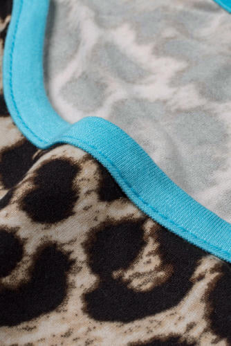 Turquoise Leopard Print Raglan Top