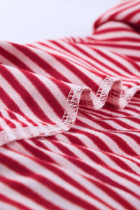 Girls Red Striped Short Sleeve Front Twist Tunic Top