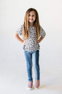 Girls White Leopard Casual Tee