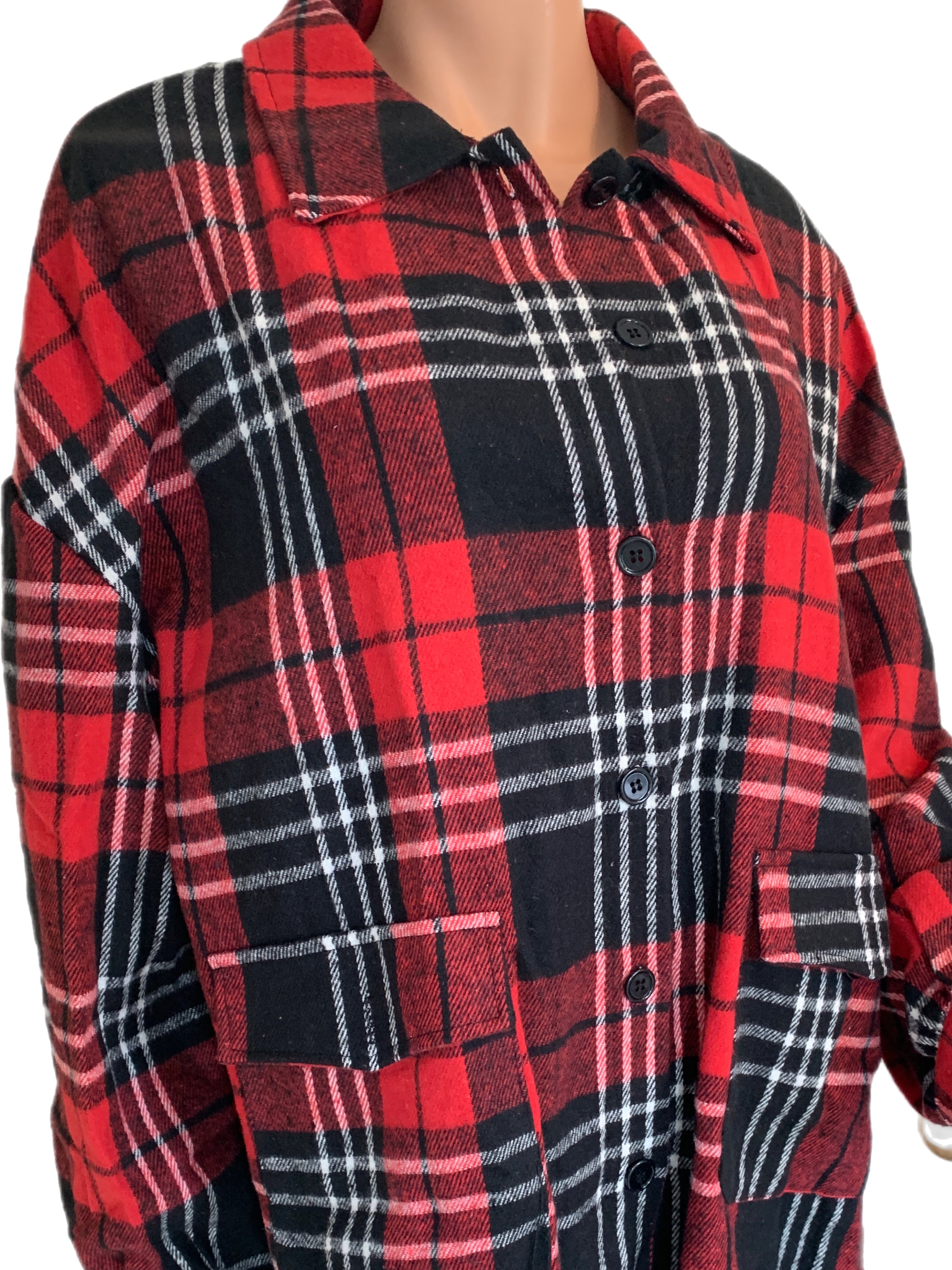 Classic Red Plaid Curvy Size Shacket