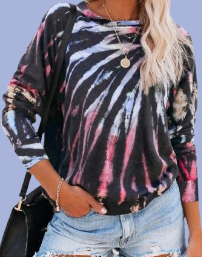 Black Pastel Splash Knit Pullover