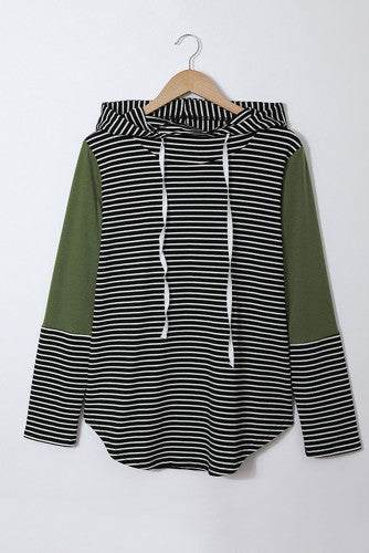 Green Sleeve Striped Hoodie