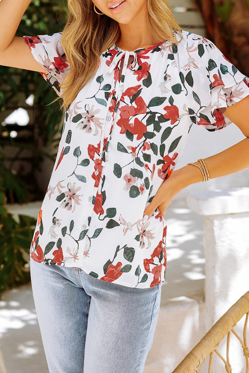 Sienna Floral Button Up Short Sleeve Blouse