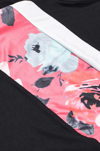 Red Floral Colorblock Cold Shoulder Tee-Final sale!