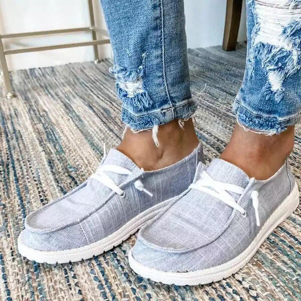 Gray Canvas Slip-on Tie Shoes
