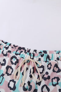Pastel Leopard Print Pocketed Shorts