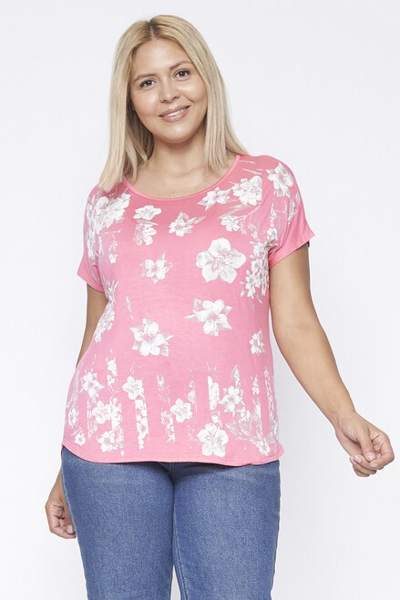 Pink Floral Knit Curvy Size Top