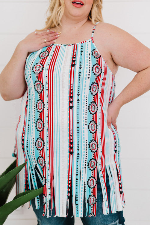 Aztec Fringed Curvy Size Tank