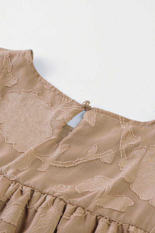 Light Brown Textured Bell Sleeve Blouse