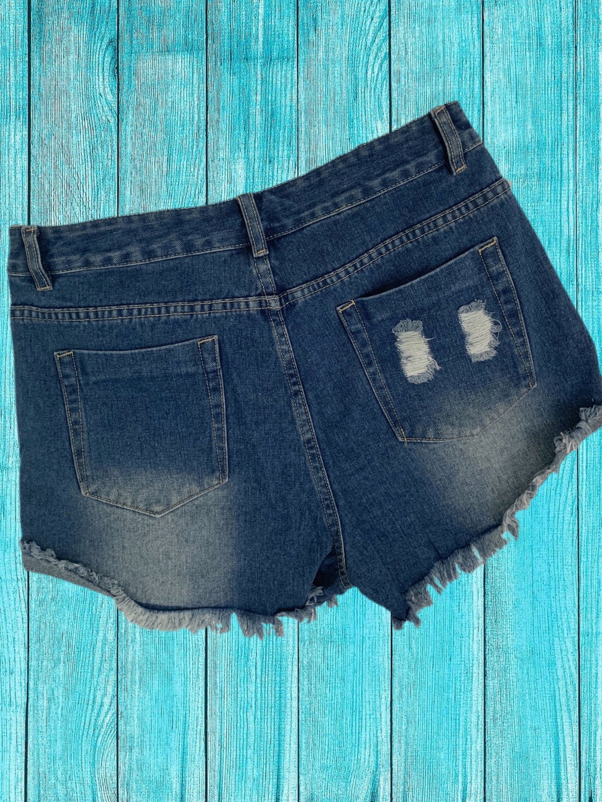 Silver Sequin Pocket Denim Shorts