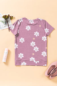 Rosy Pink Daisy Print T-shirt