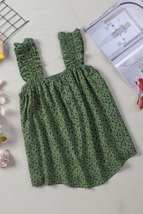 Green Mini Floral Smocked Flowy Tank