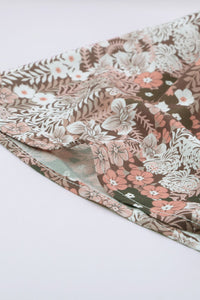 Khaki Floral Tie Front Flutter Sleeve Blouse
