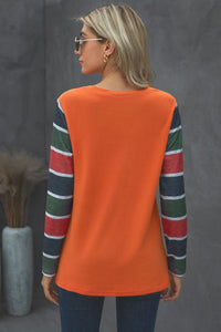 Orange and Green Striped Long Sleeve Shirt