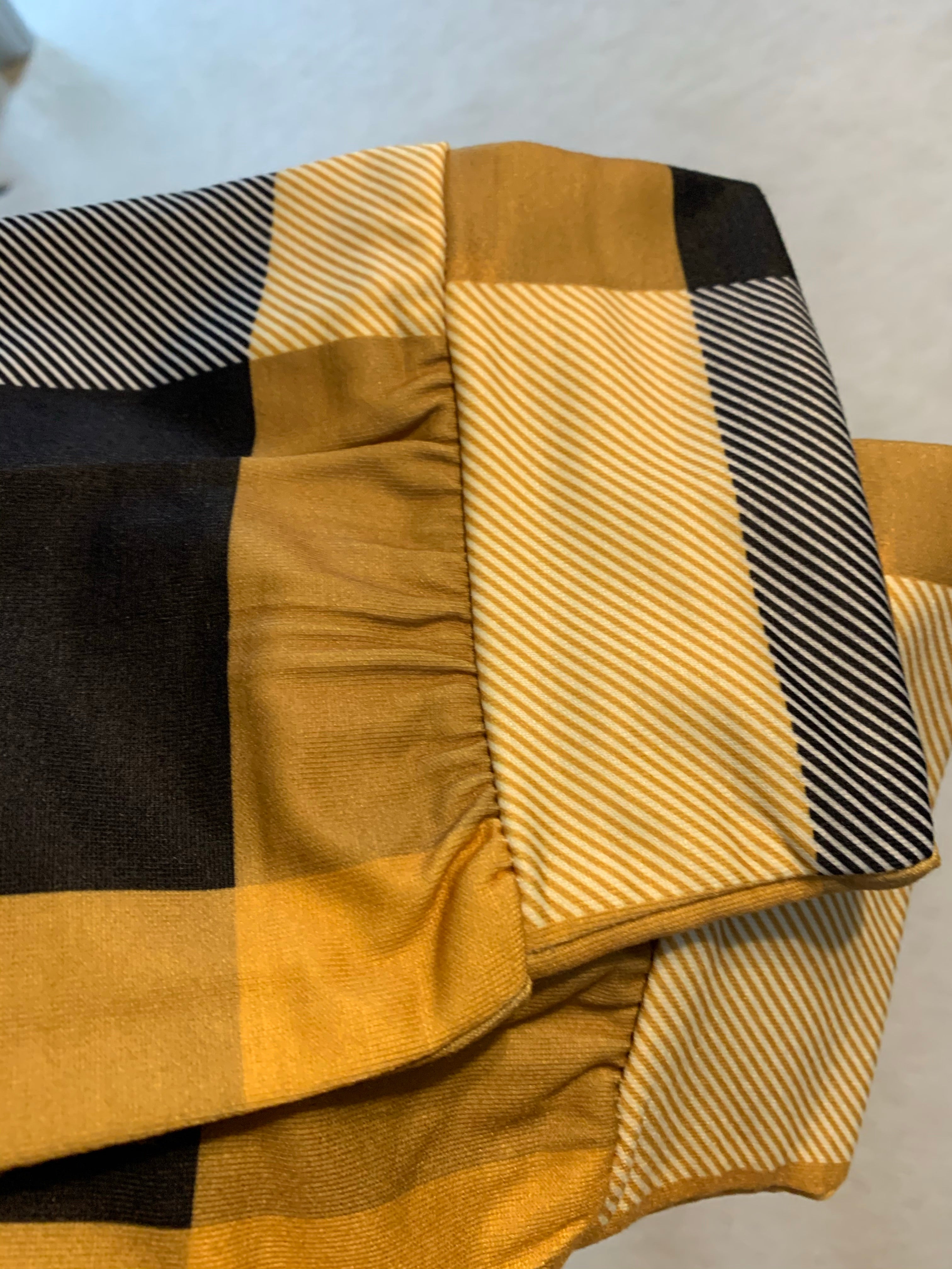 Harvest Gold Plaid Round Neck Long Sleeve Shirt
