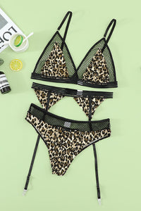 Leopard Print 3Pc Lingerie Set