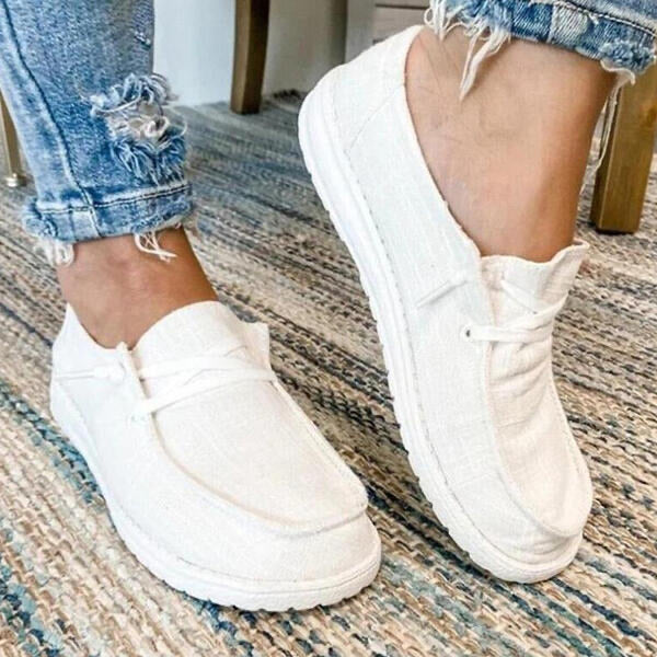 White Canvas Slip-on Shoes