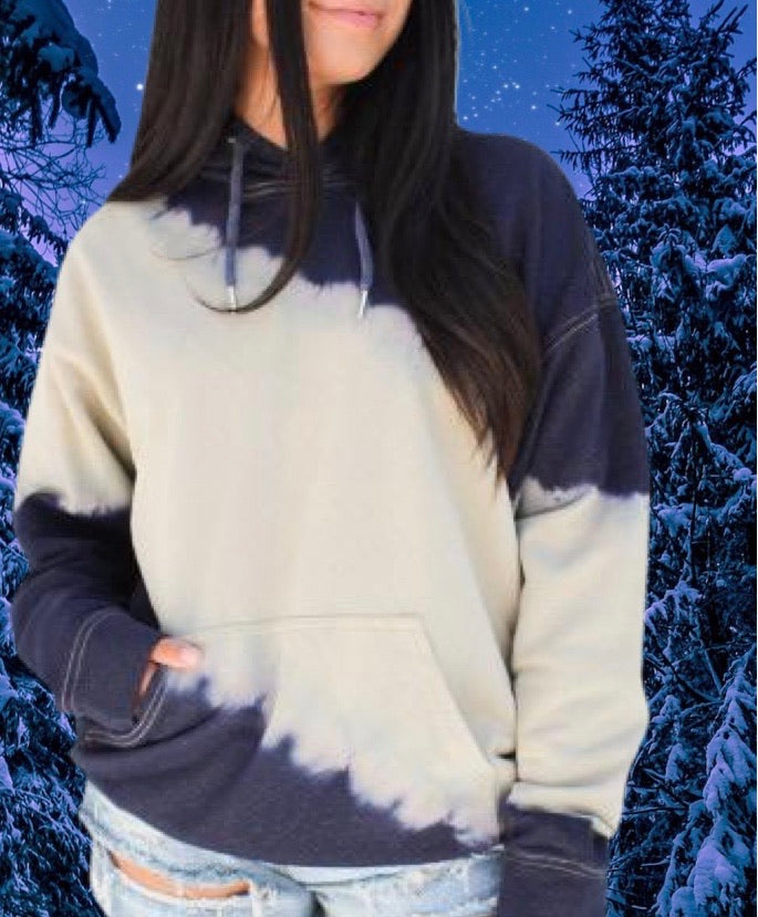 Navy/Cream Tie Dye Hooded Sweatshirt